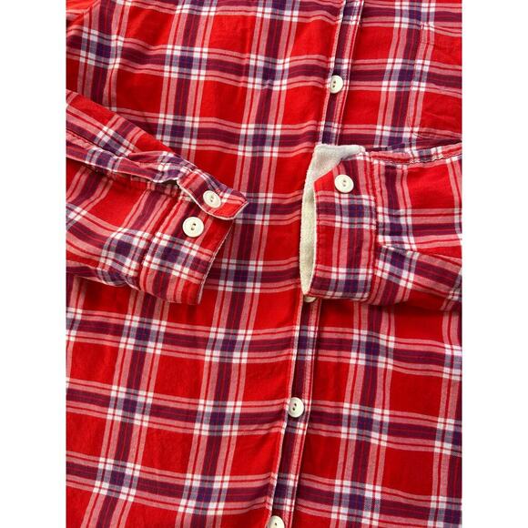 L.L. Bean Plaid Fleece Lined Flannel Shacket Red Blue Cabincore Chore Gorpcore L - Picture 8 of 8